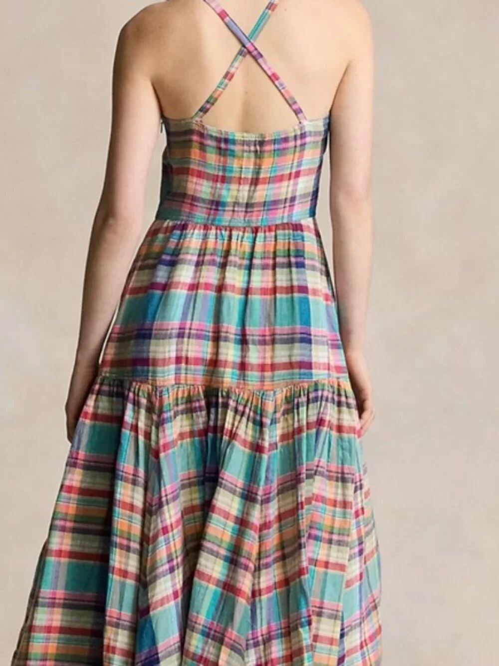 Ralph Lauren Plaid Linen Midi Dress - SIZE 2 - Picture 4 of 13